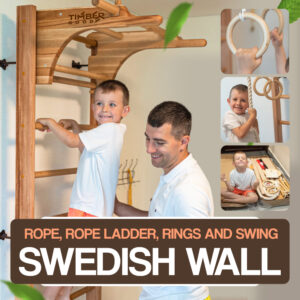 Swedish wall with rope, rope ladder, rings and swing